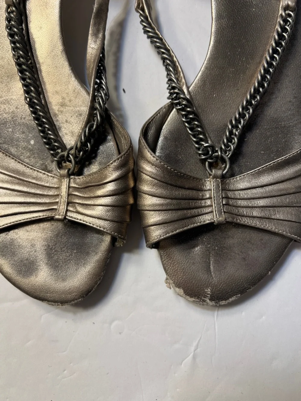 Cole Haan Metallic Bronze Women's Slingback Sandals with Chain Detail